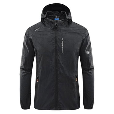 Yuwull Men's Waterproof Rain Jacket Lightweight Hooded Spring Fall Raincoat for Hiking Travel Outdoor Mens Clothing