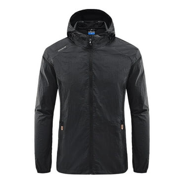 Yuwull Men's Waterproof Rain Jacket Lightweight Hooded Spring Fall Raincoat for Hiking Travel Outdoor Mens Clothing