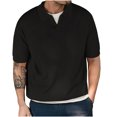 thumbnail image 1 of Yuwull Mens T-Shirts, Men's Golf Shirts T-Shirt for Men Loose Fitted Short Sleeve Knit Blouse Casual Retro V-Neck Shirts Tops Mens Big & Tall Shirts S-4Xl Mens White Tee Shirts Summer Savings Clearanc, 1 of 4