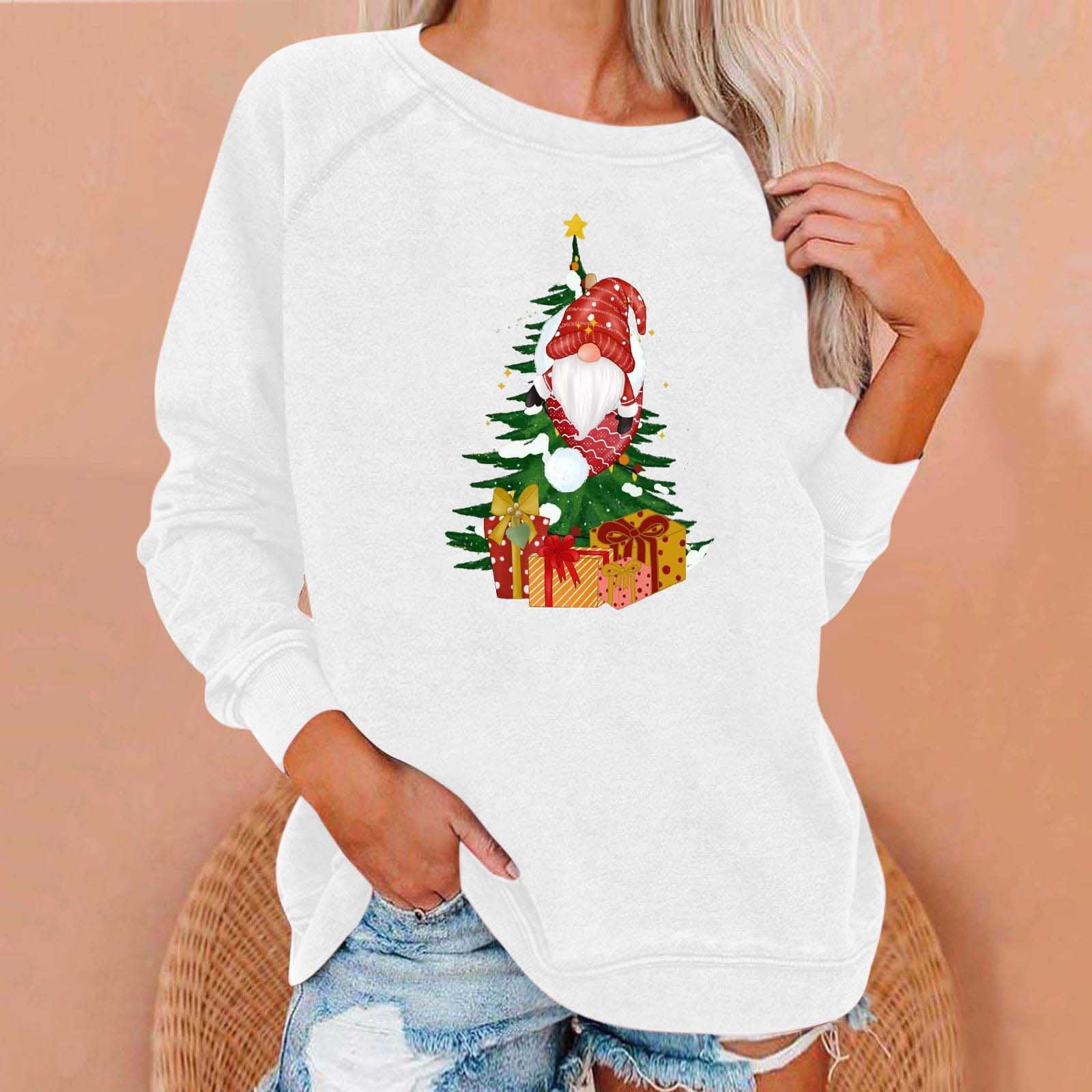 Yuwull Merry Christmas Sweatshirt for Women Fashion Cute Christmas Print Shirt Blouse Crewneck