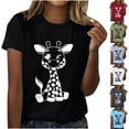 thumbnail image 1 of Yuwull Oversized T Shirts for Women, Womens Summer Tops Giraffe Print Graphic Short Sleeve Crew Neck T-Shirt Plus Size Womens Cute Tops Black, 1 of 7