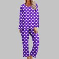 thumbnail image 1 of Yuwull Pajama Set for Women Heart Printed Long Sleeve Sleepwear Comfy Button Downss Loungeswear Casual Wide Leg Pants Pjs Set, 1 of 5