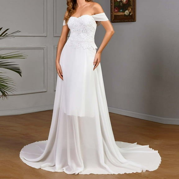 Yuwull Plus Size Dresses For Curvy Women Dress Women Ladies' Sexy Chiffon Lace Solid Color Round Neck Sleeveless Banquet Wedding Dress Vacation Dress