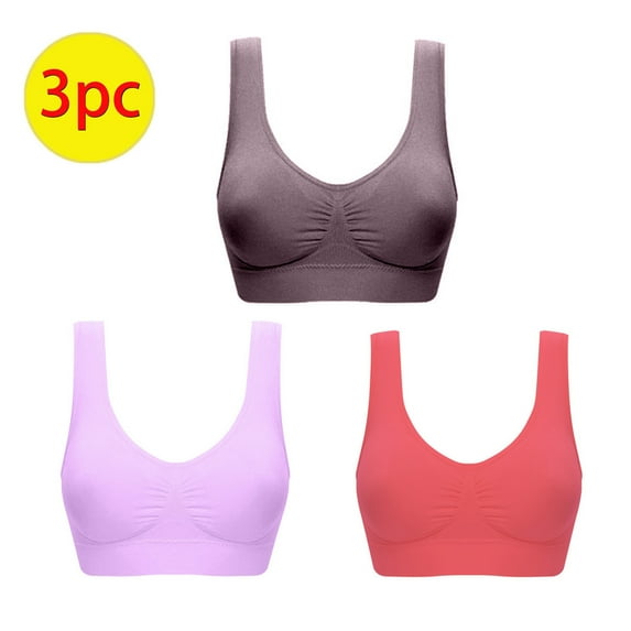Yuwull Plus Size Sleep Bras For Women, Comfort Seamless Wireless Stretchy Sports Bra,2 Pack Yoga Bras, With Removable Pads On Clearances