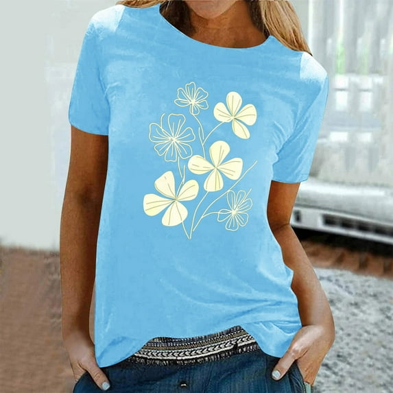 Yuwull Summer Tops For Women Going Out Tops For Women Women'S New Short-Sleeved Crew-Neck Pullover Casual Valentine'S Day Women Tops 18XL