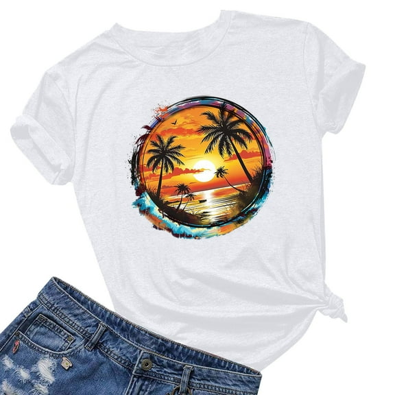 Yuwull Summer Tops For Women Plus Size Tops For Women Fashionable Printed Short Sleeved T-Shirt Ladies Tops And Blouses On ClearanceXXXXL(4XL)