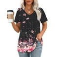 thumbnail image 1 of Yuwull Summer Tops For Women Tops For Women Trendy Women'S Printed V-Neck Short-Sleeved T-Shirt Loose Short Sleeve Y2K Tops On ClearanceS, 1 of 5