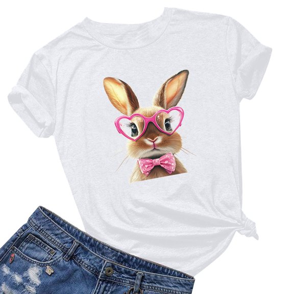 Yuwull Summer Tops For Women Womens Tops Casual Easter Fashion Printed Short Sleeved T-Shirt Cute Tops For Women On ClearanceXXXXL(4XL)