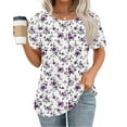 thumbnail image 1 of Gyedtr Summer Tops Going Out Tops For Women Women'S New Short Sleeve Round Neck Pullover Chest Pleated Casual Print Summer Tops For Women On6XL, 1 of 6