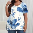 thumbnail image 1 of Yuwull Summer Tops Tops For Women Trendy Women Fashion Summer Sexy Printed Regular Women Short Sleeves Round Neck Cute Tops For Women On ClearanceXXL(2XL), 1 of 6