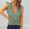 thumbnail image 1 of Yuwull Summer Tops Tops For Women Trendy Women'S New Solid Color New Product V-Neck Short Sleeved Loose T-Shirt Short Sleeved Womens Plus Size Tops On Clearance18XXL(2XL), 1 of 5