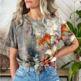 thumbnail image 1 of Yuwull Summer Tops For Women Going Out Tops For Women Ladies' Fashionable Floral Printed Short Sleeved Round Neck Top/Shirt Cute Tops For Women On ClearanceXXL(2XL), 1 of 4