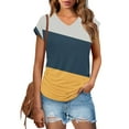 thumbnail image 1 of Gyedtr Summer Tops For Women Going Out Tops For Women Women Sexy Short Sleeve Sequins Loose Polluer Solid V-Neck Blouse Shirt Y2K Tops XXL(2XL), 1 of 8
