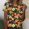 thumbnail image 1 of Gyedtr Summer Tops Women'S Tops Women Vacation Style Floral Print Round Neck Short Sleeved T-Shirt Women Tops 24XL, 1 of 5