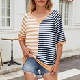 thumbnail image 1 of Yuwull Summer Tops Womens Tops Casual Women'S New Short-Sleeved Round Neck Color Striped Casual Blouse Y2K Tops On ClearanceS, 1 of 8