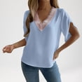 thumbnail image 1 of Yuwull Tops For Women Plus Size Tops For Women Women'S V-Neck V-Neck Lace Short-Sleeved Chiffon Shirt Womens Tops Dressy Casual L, 1 of 7