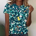 thumbnail image 1 of Yuwull Tops For Women Women'S Tops Women Vacation Style Floral Print Round Neck Short Sleeved T-Shirt Women Tops On Clearance21M, 1 of 5