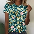 thumbnail image 1 of Yuwull Tops For Women Going Out Tops For Women Women Vacation Style Floral Print Round Neck Short Sleeved T-Shirt Summer Tops For Women 16XL, 1 of 5