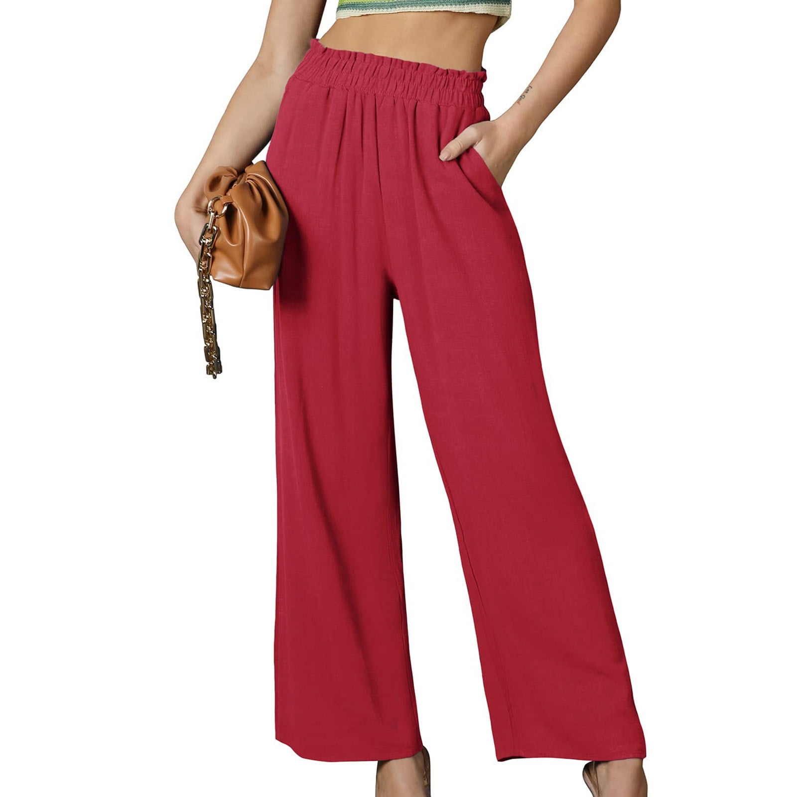Yuwull Wide Leg Yoga Pants for Women Comfy Casual Lounge Pajamas with Pockets Loose Fit Flowy