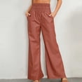 thumbnail image 1 of Yuwull Women 2024 Fall Trendys High Waisted Faux Leather Wide Leg Pants Elasti Waist Tummys Control Pu Full Length Pants, 1 of 1