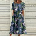 thumbnail image 1 of Yuwull Women Hawaiian Dress Floral Printed Sundress Womens Short Sleeve Midi Dress Flowy Dress with Pockets Loose Beach Resort Wear, 1 of 5