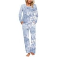 thumbnail image 1 of Yuwull Women Pajama Sets Crew Neck Long Sleeve Tops and Pants Set Soft Comfy 2 Piece Loungeswear Pjs, 1 of 6