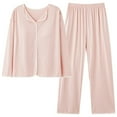 thumbnail image 1 of Yuwull Women Plus Size Pajamas Set Notch Collar Soft Cotton Sleepwear Pjs Short Sleeve button up With Long Pants, 1 of 5
