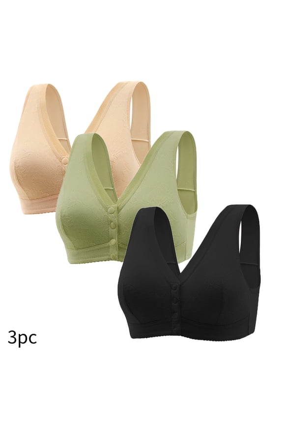 Women'S 3Pc Plus Size Front Closure Bras Large Bust Wireless Bras No Underwire fulls Coverage Bras Soft Comfortable Tankini With Thin Cups s