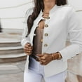 thumbnail image 1 of Yuwull Women'S Blazer Solid Color Slim Buttoned Office Jacket Suit Long Sleeve Cropped, 1 of 5