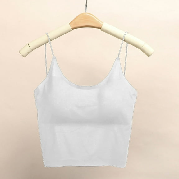 Yuwull Women'S Cami Vests Crop Tank Top Daily Bra Ice Silk Sleeveless Spaghetti Strap Stretchy Tank Top With Built In Bras Undershirt s