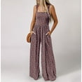 thumbnail image 1 of Yuwull Women's Casual Loose Overalls Jumpsuits One Piece Sleeveless Printed Wide Leg Long Pant Rompers With Pockets, 1 of 6