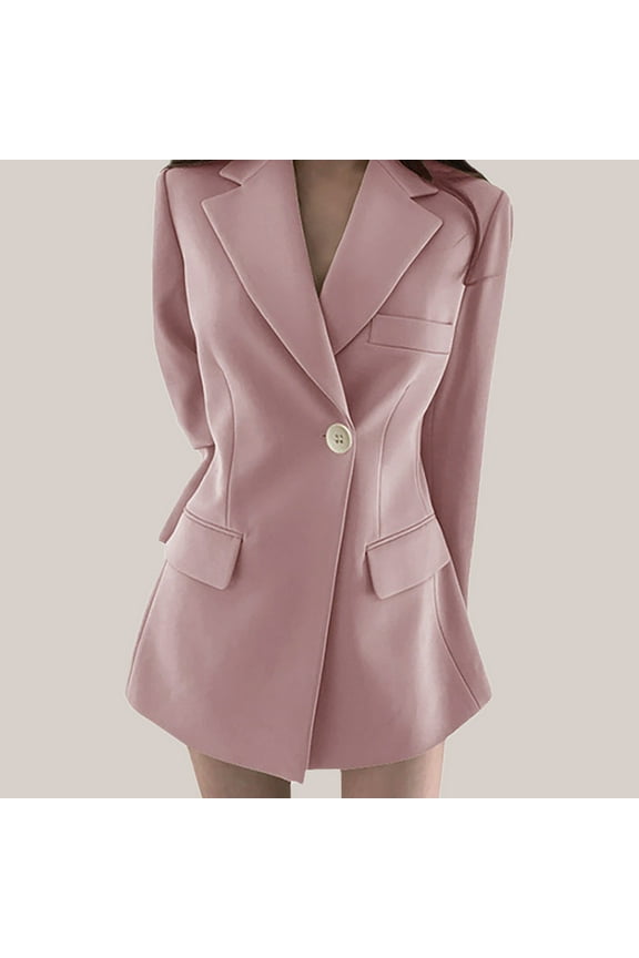 Women'S Dress Blazer Trendy Button Tunic Going Out Jacket Work Business Office Jacket