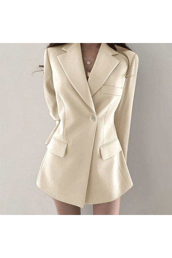 Women'S Dress Blazer Trendy Button Tunic Going Out Jacket Work Business Office Jacket