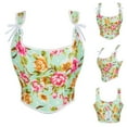 thumbnail image 1 of Yuwull Women'S Summer Floral Corset Crop Top Strap Boned Bustier Cute Tie Back Party Bodyshaper, 1 of 9