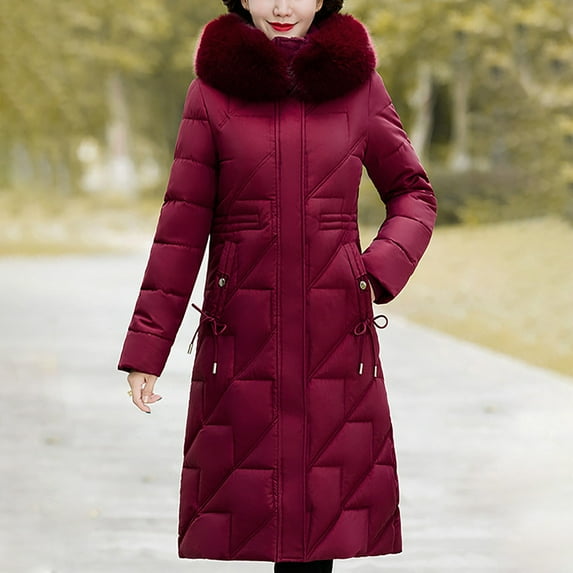 Yuwull Women'S Winter Long Hooded Sherpas Lined Parka Jacket Warm Coat Women'S Winter Coat Parka Anorak Long Length Jacket With Faux-Furs Trim Hood