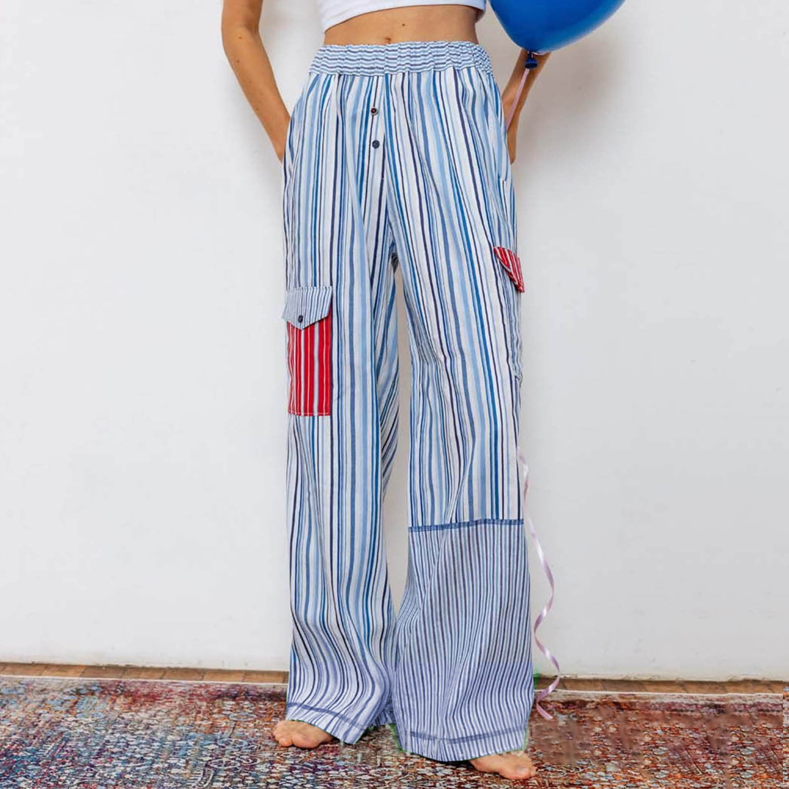 【新品未使用】TELMA WASHI Stripe Wide Pants 34 新品未使用】TELMA WASHI Stripe Wide Pants 34