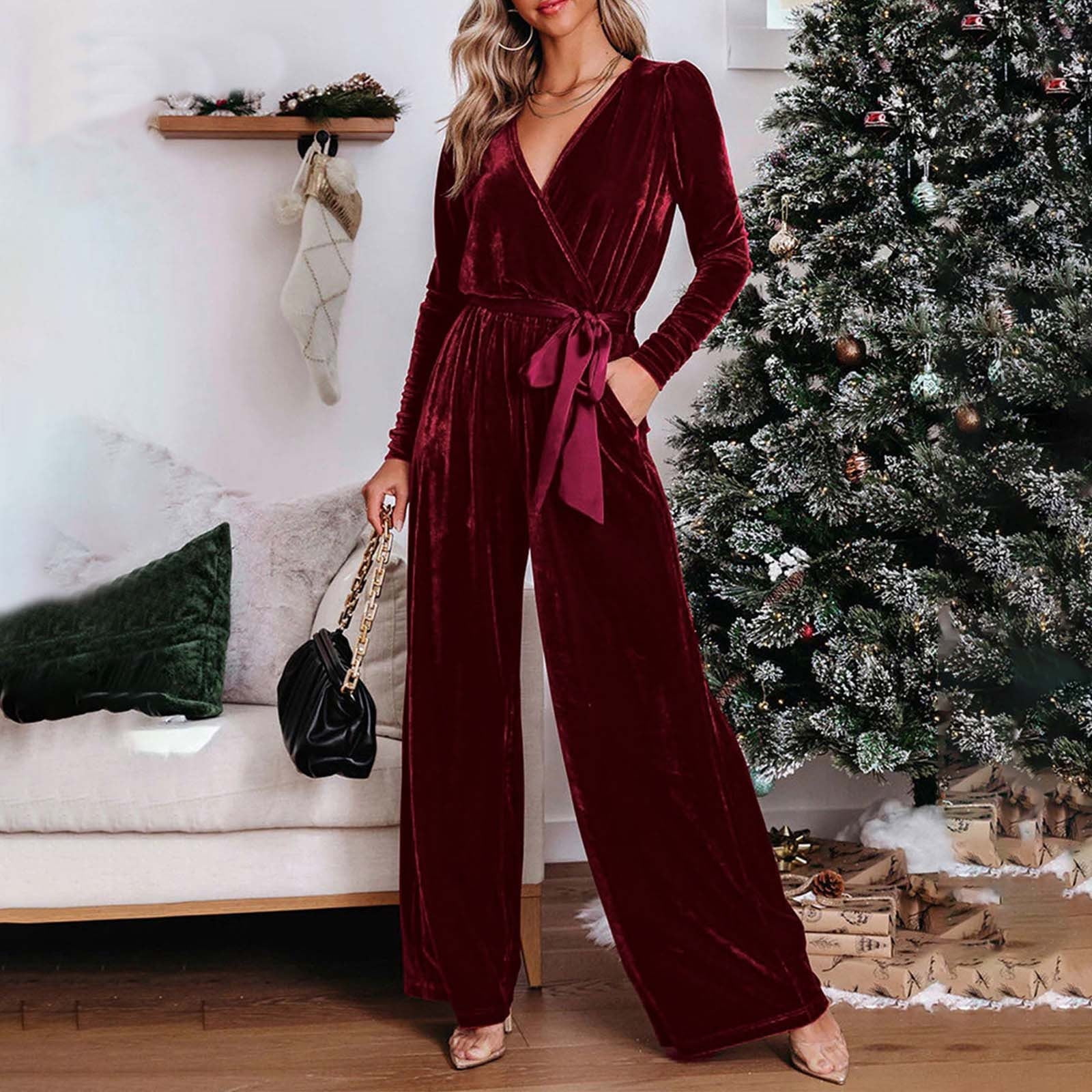 Yuwull Women's 2024 Velvet Formal Long Sleeve Wedding Guest