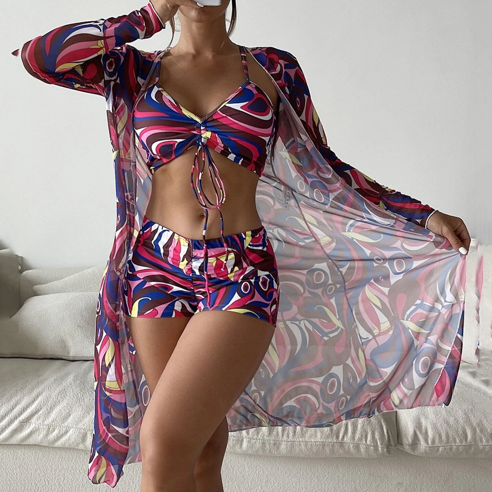 Retro Leaf Print High Waist Bikini Sets - ChicBohoStyle – Chic