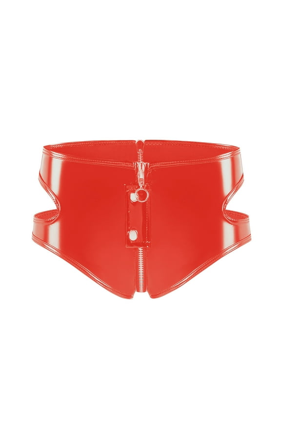 Women's Black Latexs Outfit Patent Leather Bras Pvc Shorts Party Club Clubwear Crotchless Underwear For Women