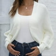 thumbnail image 1 of Yuwull Women's Cardigan Shrugs Long Bats Sleeve Knitted Cropped Boleros Open Front Casual Elegant Cardigans for Dresses, 1 of 4