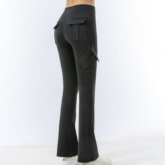 Yuwull Women's Flare Yoga Pants with Pockets High Waisted Bootcut Yoga Leggings-Flare Workout Gym Leggings