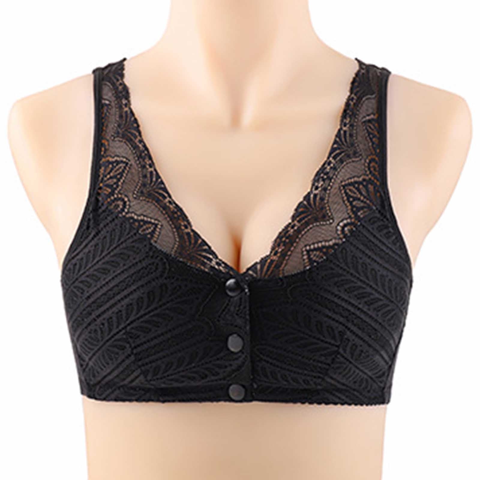 Yuwull Women's Front Close Bra T Back Full Figure Underwire Plus Size Seamless Unlined Bra for