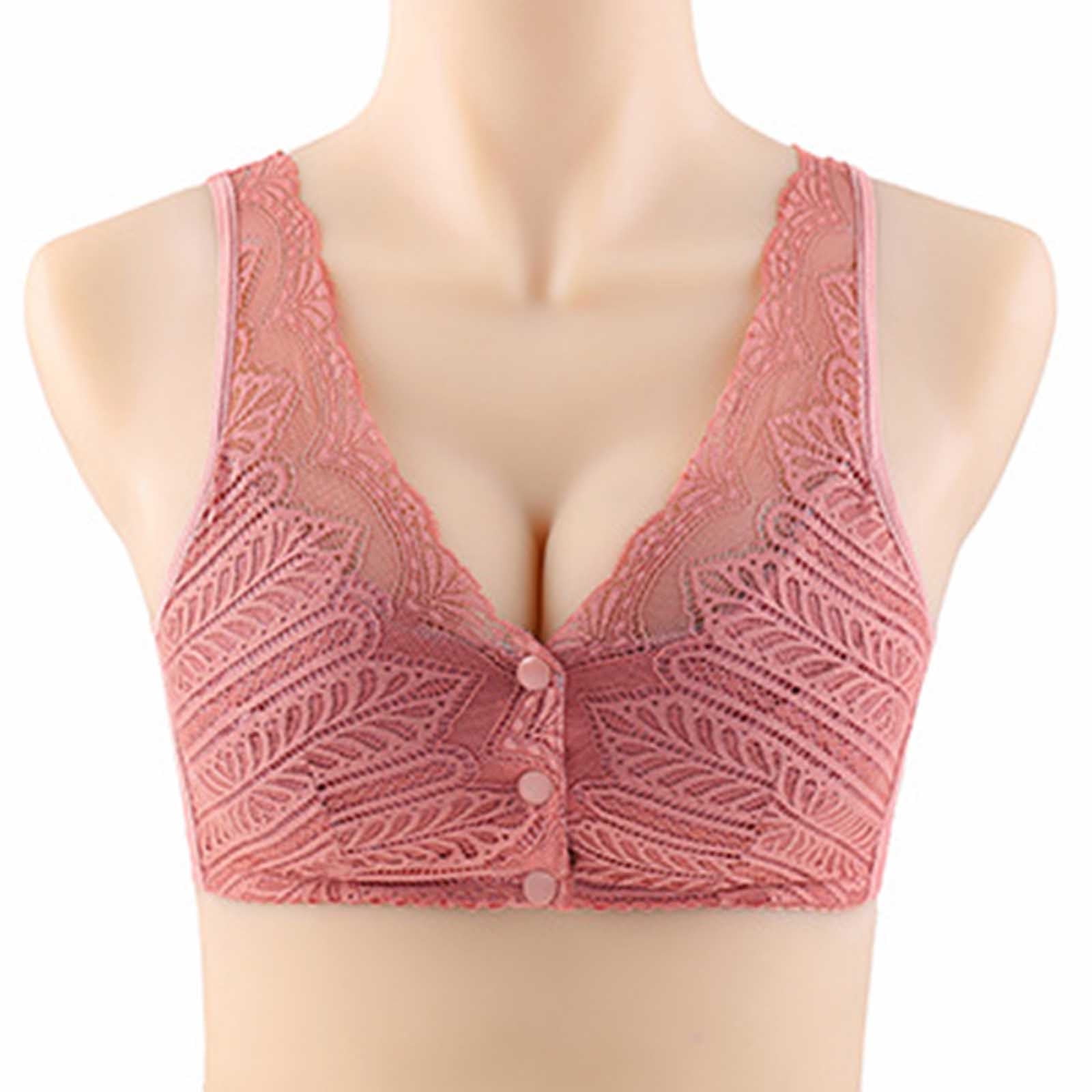 Yuwull Women's Front Close Bra T Back Full Figure Underwire Plus Size Seamless Unlined Bra for