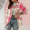 thumbnail image 1 of Yuwull Women's Lapel Long Sleeve Plaid Shirt Pocket Jacket Shacket Casual Button Cardigan Jacket Outwears, 1 of 5