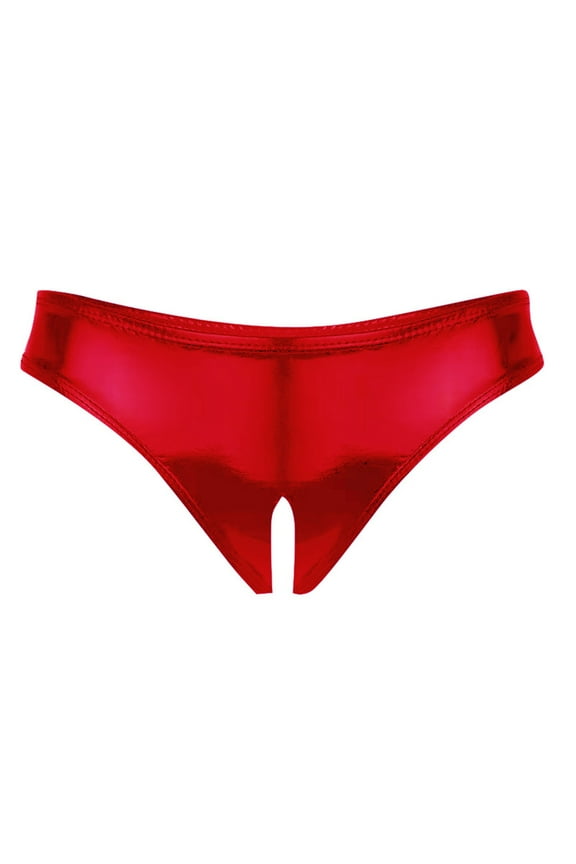 Women's Shiny Metallics Low Rise G-String Thong Sexy Micro PAntises Briefs T-Back Lingerie Sexy Open PAntises