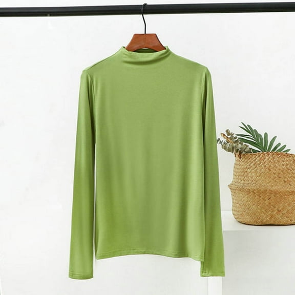 Yuwull Women's Sleeveless Long Sleeves Mock Turtleneck Top Basic Stretch Fitting Pullover Lightweight Slim Shirt