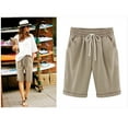 thumbnail image 1 of Yuwull Women's Summer Shorts Lace Up Elastic Waistband Loose Pants Solid Color Plus Size Shorts Cotton Linen Shorts with Pockets Orange, 1 of 3