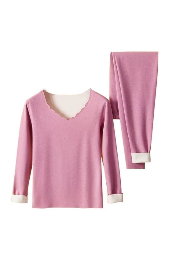 Women's Winter Thermal Underwear Sets Fleece Lined Ultra Soft Long Johns Thick Tops Warm Base Layer Loungeswear