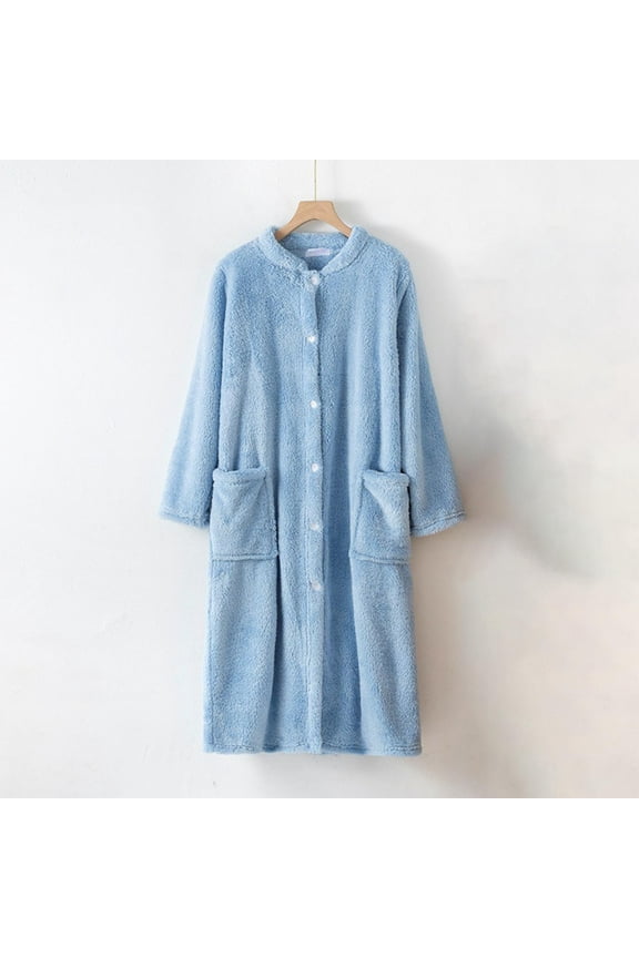 Yuwull Womens Housecoat Button Robe, Sherpas Zip Up Front Robe Bathrobe, Plushs Warm Zipper House Coat Lounger, Pockets Fluffys