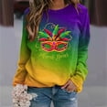 thumbnail image 1 of Yuwull Womens Mardi Gras Shirt Stripe Tuesday Tee Shirt New Orleans Carnival Party Long Sleeve Shirts Top, 1 of 5